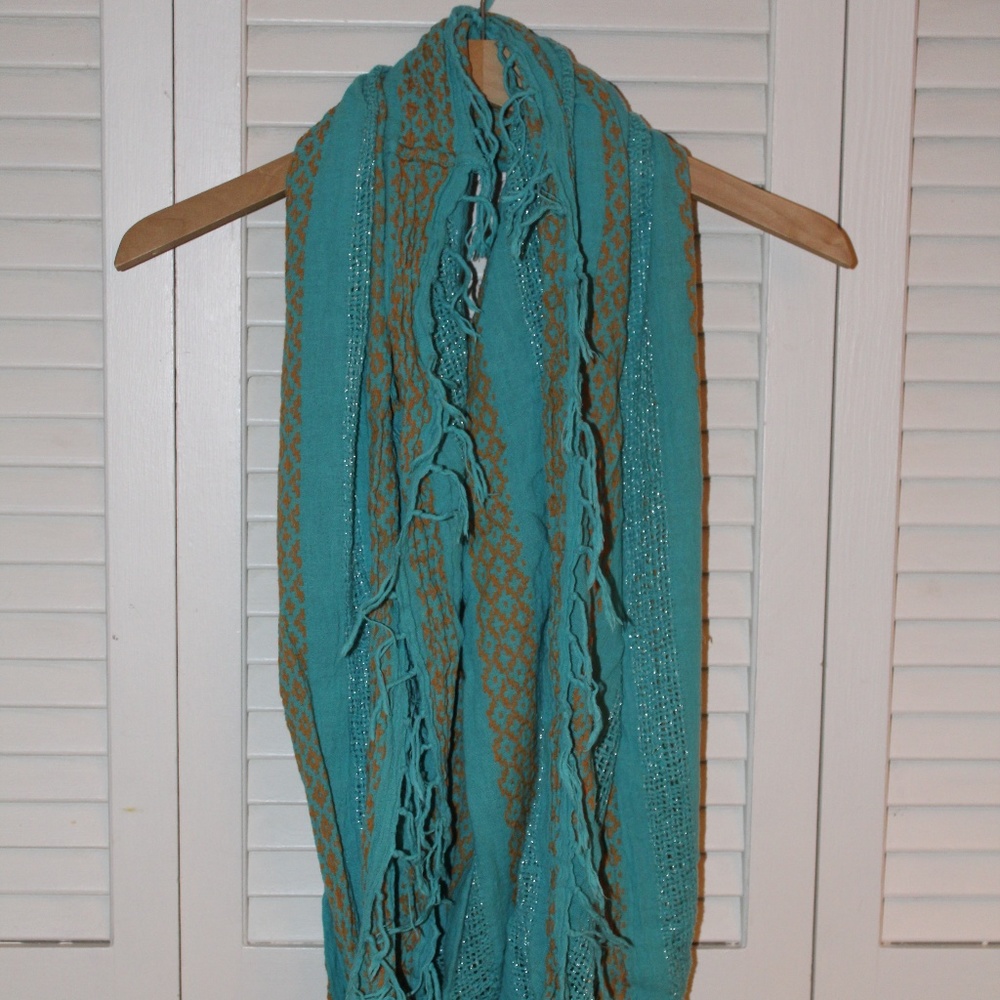 Teal and Gold Urban Outfitters Infinity Scarf